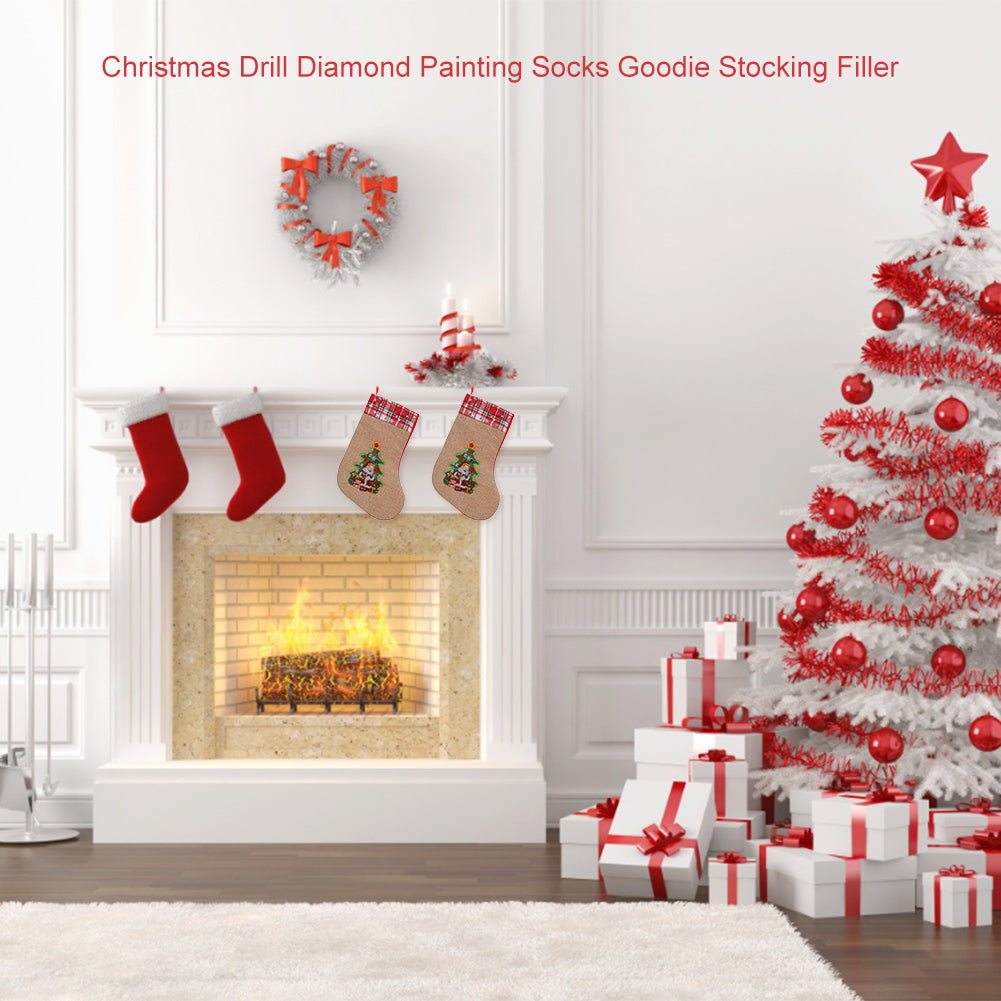 Christmas Drill Diamond Painting Socks Gifts Candy Stocking Goodie Filler