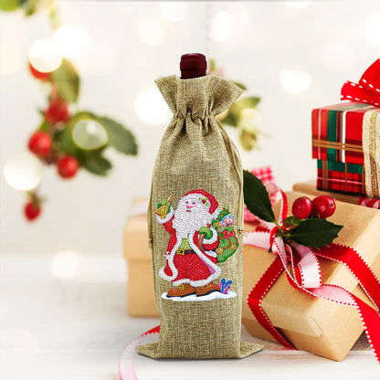 Christmas Diamond Painting Wine Bag Cartoon Printed Bottle Glass DIY Cover