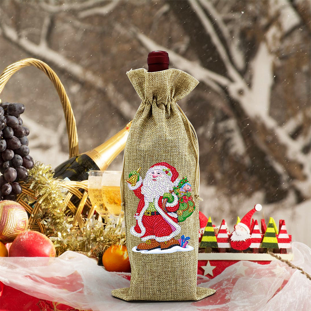 Christmas Diamond Painting Wine Bag Cartoon Printed Bottle Glass DIY Cover