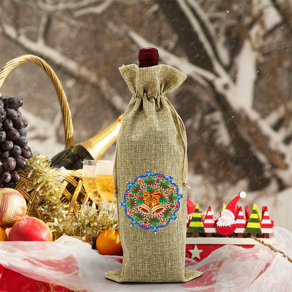 Christmas Diamond Painting Wine Bag Cartoon Printed Bottle Glass DIY Cover