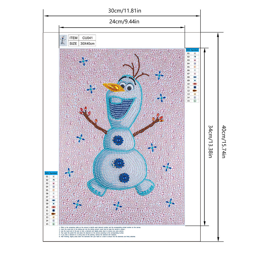 Cartoon Snowman - Special Shaped Drill Diamond Painting 30*40CM