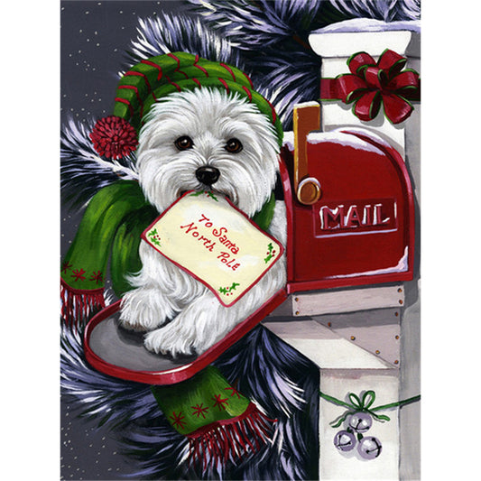 Christmas Dog - Full Round Drill Diamond Painting 30*40CM