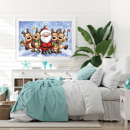 Santa Elk - Full Round Drill Diamond Painting 40*30CM