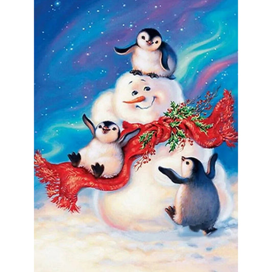 Snowman Penguin - Full Round Drill Diamond Painting 30*40CM