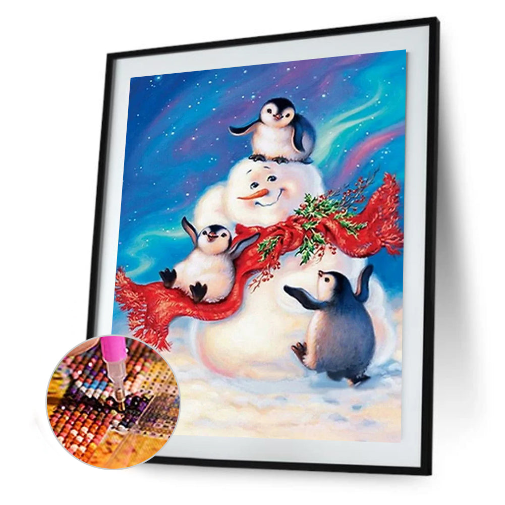 Snowman Penguin - Full Round Drill Diamond Painting 30*40CM