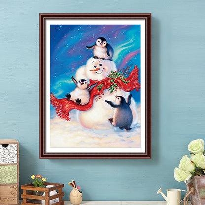 Snowman Penguin - Full Round Drill Diamond Painting 30*40CM