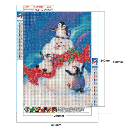 Snowman Penguin - Full Round Drill Diamond Painting 30*40CM