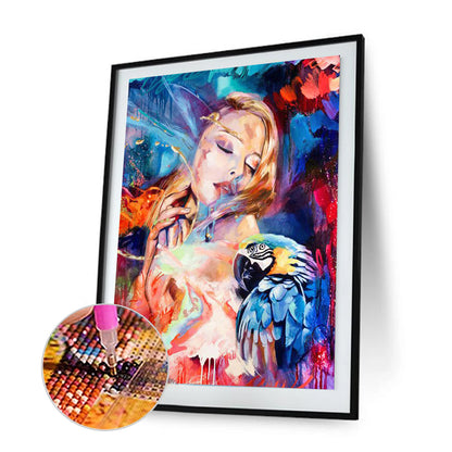 Woman Parrot - Full Round Drill Diamond Painting 30*40CM