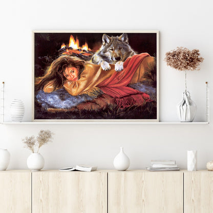 Wolf Woman - Full Round Drill Diamond Painting 50*40CM