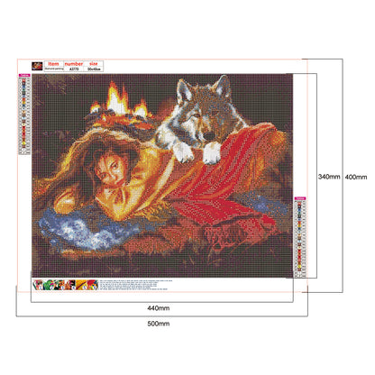 Wolf Woman - Full Round Drill Diamond Painting 50*40CM