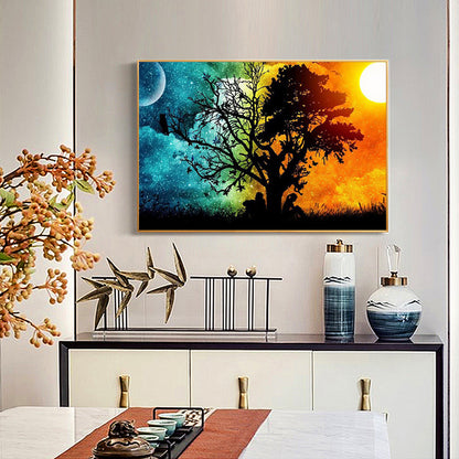 Sun Moon Tree - Full Round Drill Diamond Painting 40*30CM