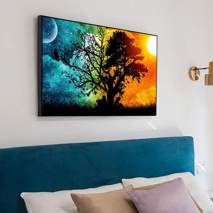 Sun Moon Tree - Full Round Drill Diamond Painting 40*30CM