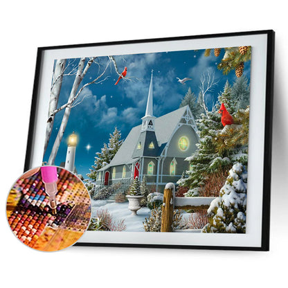 Lighthouse Snow - Full Round Drill Diamond Painting 40*30CM