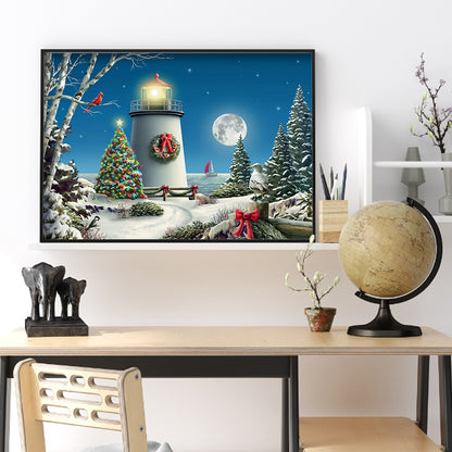 Lighthouse Snow - Full Round Drill Diamond Painting 40*30CM