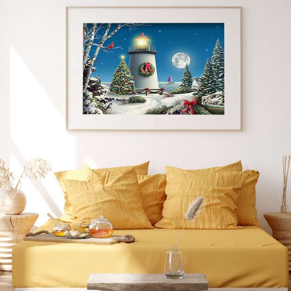 Lighthouse Snow - Full Round Drill Diamond Painting 40*30CM