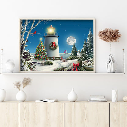 Lighthouse Snow - Full Round Drill Diamond Painting 40*30CM