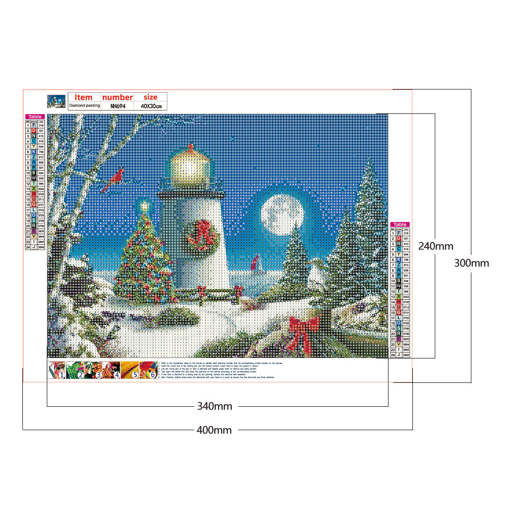 Lighthouse Snow - Full Round Drill Diamond Painting 40*30CM