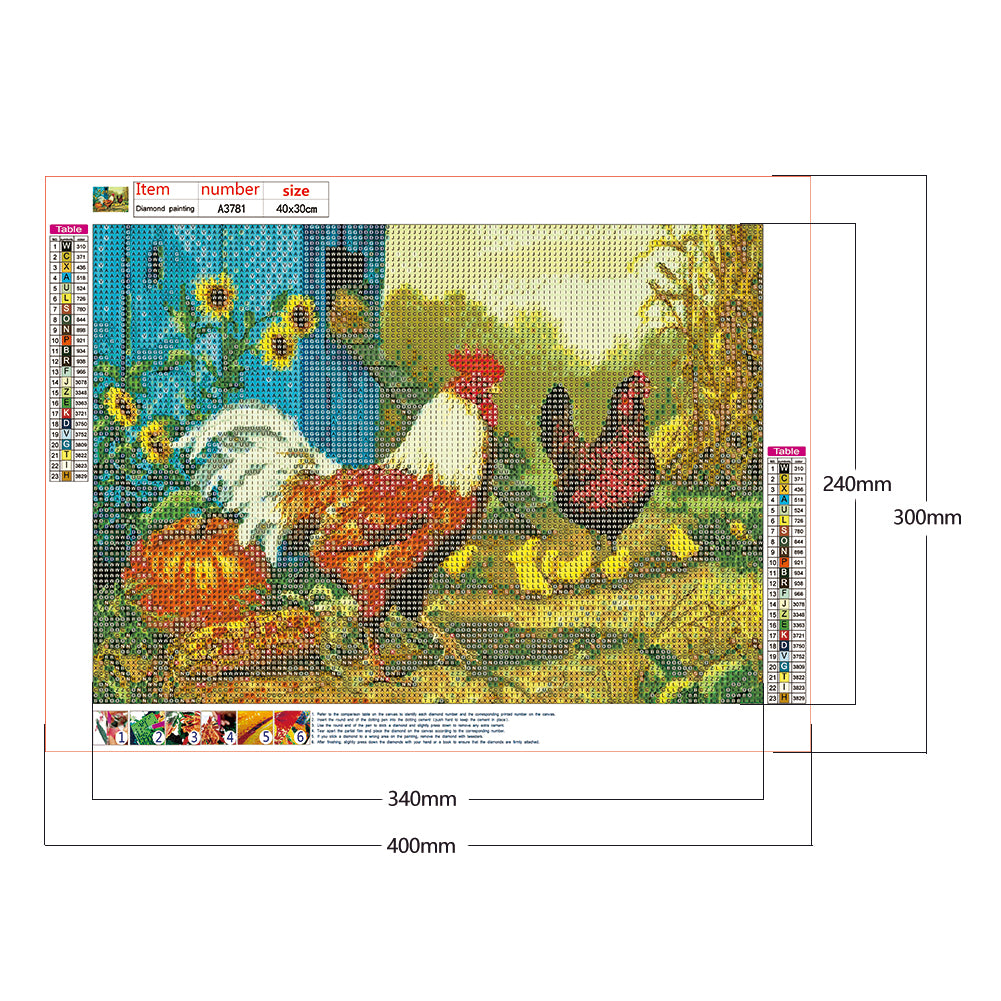 Chicken - Full Round Drill Diamond Painting 40*30CM