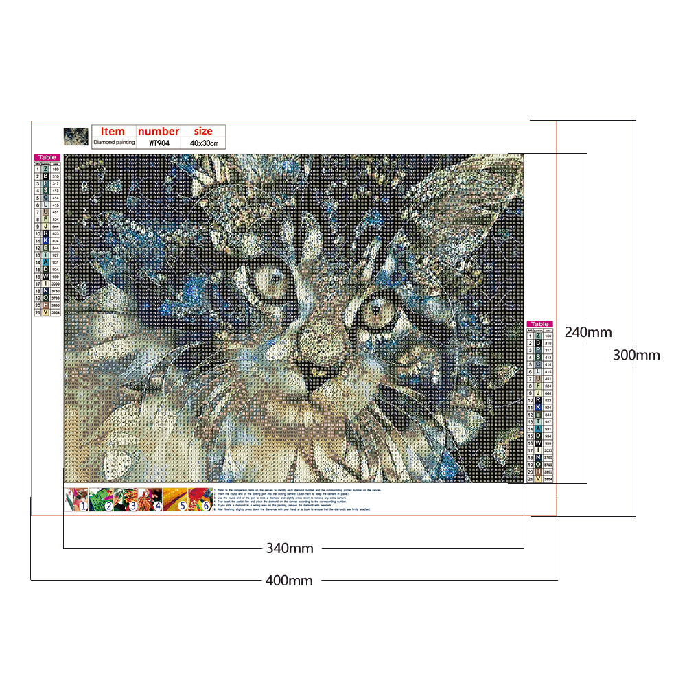 Cat - Full Round Drill Diamond Painting 40*30CM