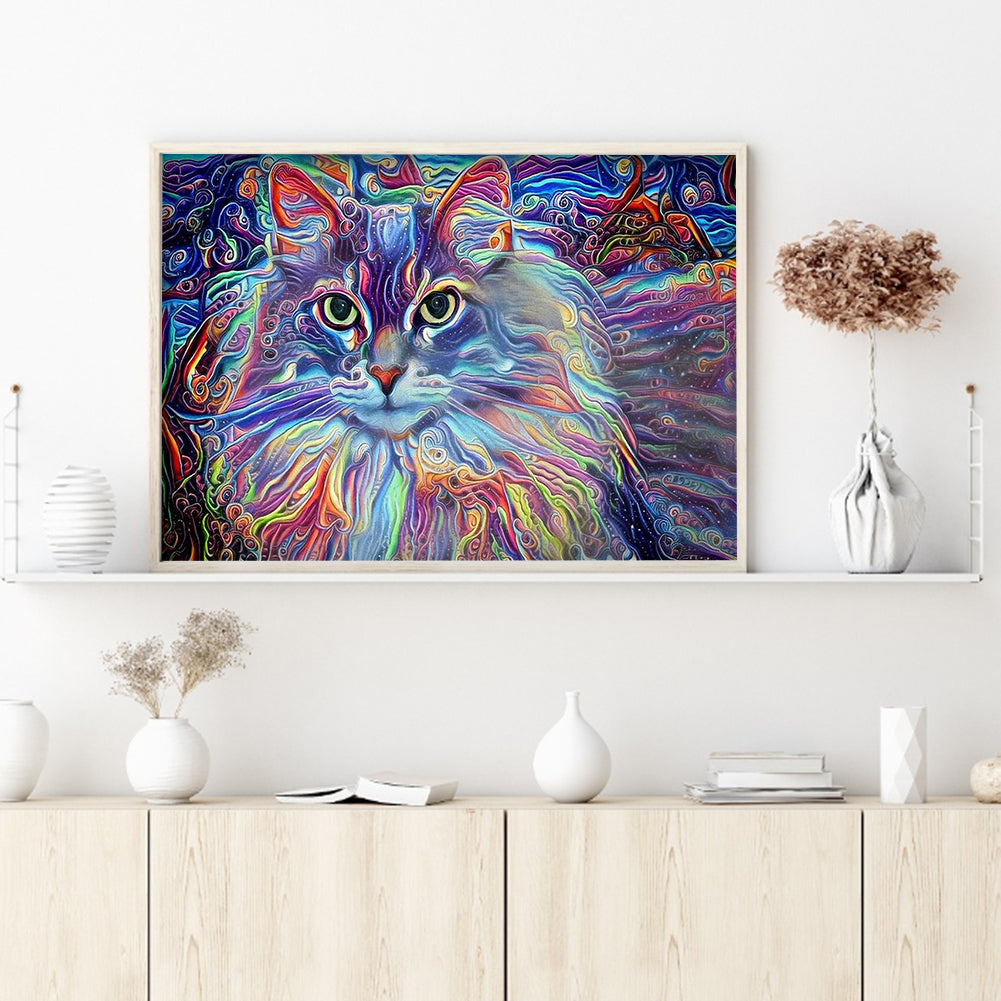 Cat - Full Round Drill Diamond Painting 40*30CM