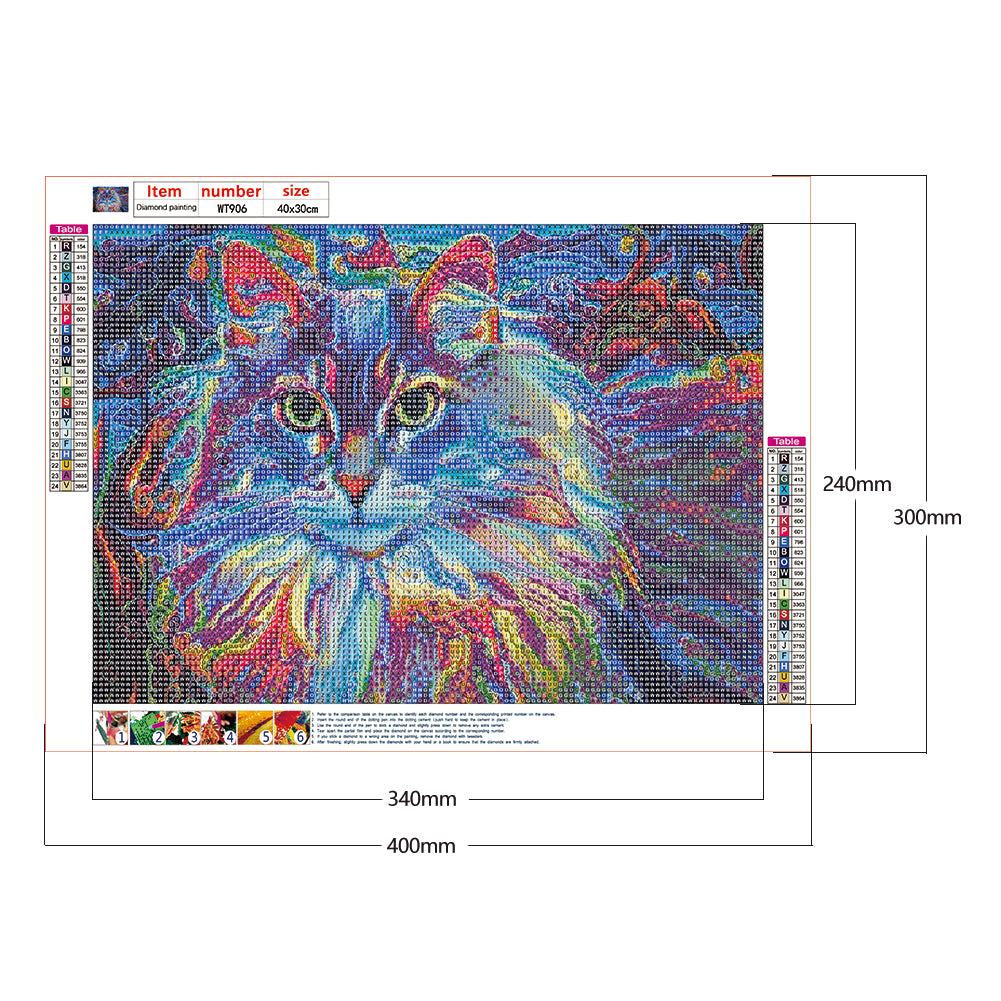 Cat - Full Round Drill Diamond Painting 40*30CM