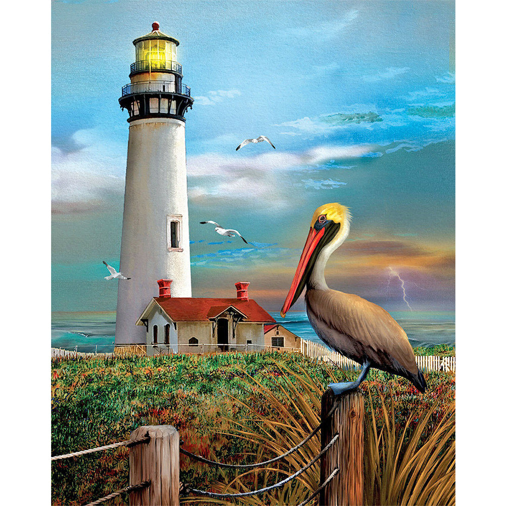 Beach Lighthouse - Full Round Drill Diamond Painting 40*50CM