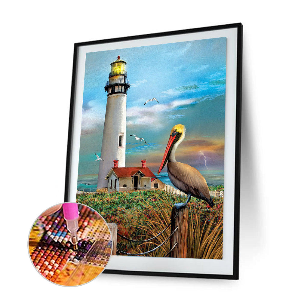 Beach Lighthouse - Full Round Drill Diamond Painting 40*50CM