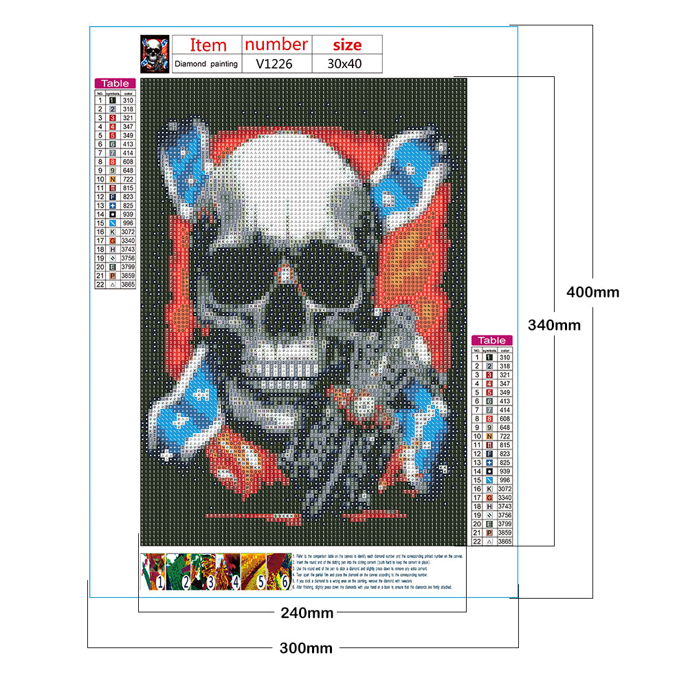 Flag Skeleton - Full Round Drill Diamond Painting 30*40CM