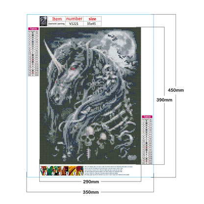 Unicorn Skeleton - Full Round Drill Diamond Painting 35*45CM