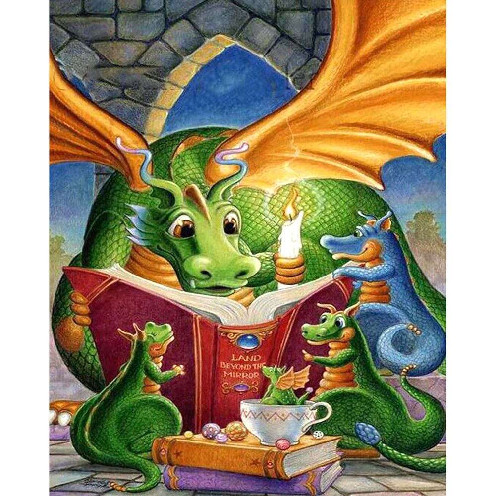 Reading Dragon - Full Square Drill Diamond Painting 40*50CM