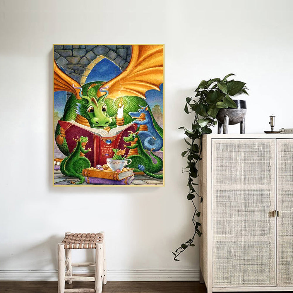 Reading Dragon - Full Square Drill Diamond Painting 40*50CM