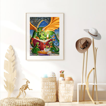 Reading Dragon - Full Square Drill Diamond Painting 40*50CM