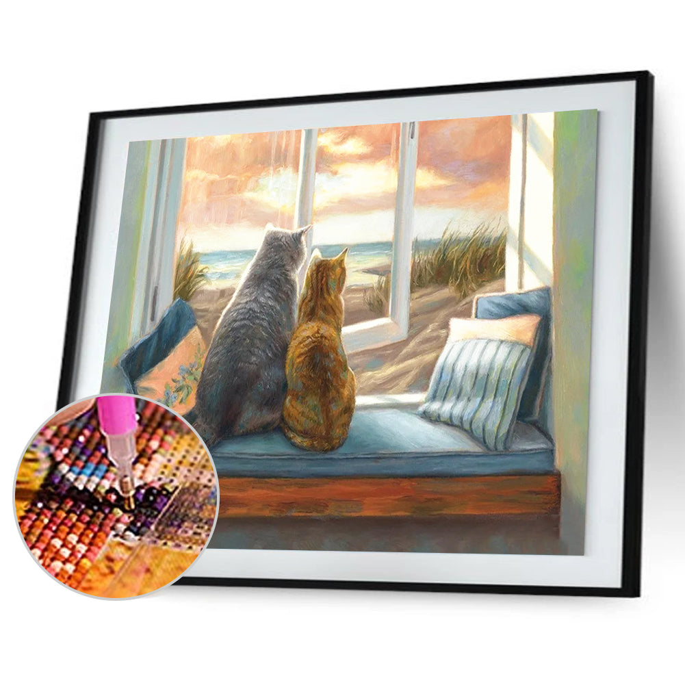 Cat - Full Round Drill Diamond Painting 40*30CM