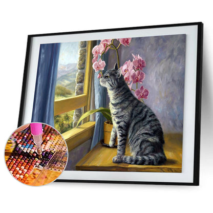 Cat - Full Round Drill Diamond Painting 40*30CM