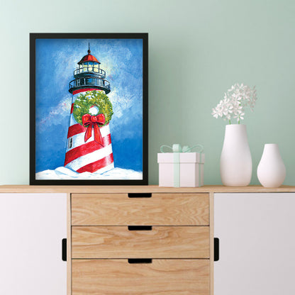 Wreath Lighthouse - Full Round Drill Diamond Painting 30*40CM