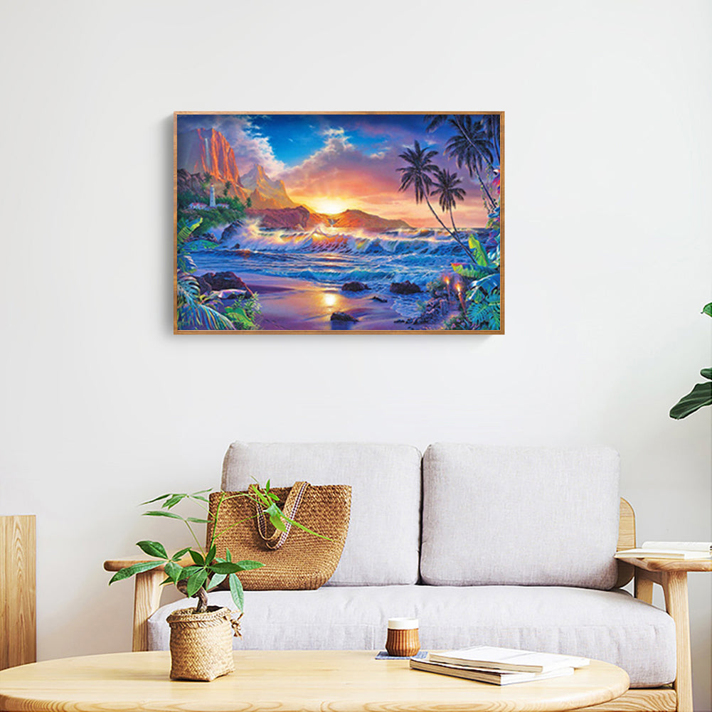 Sunset Beach - Full Round Drill Diamond Painting 40*30CM