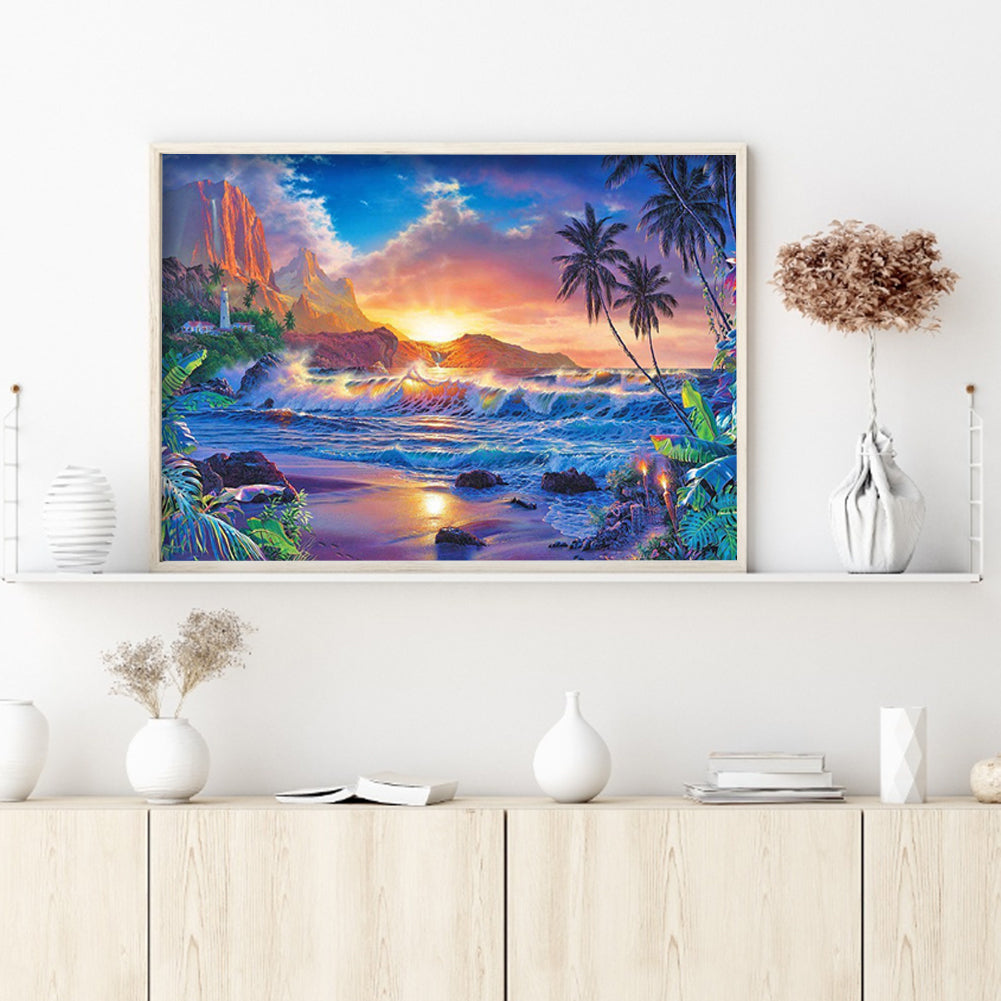 Sunset Beach - Full Round Drill Diamond Painting 40*30CM