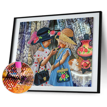 Two Girls - Special Shaped Drill Diamond Painting 40*30CM