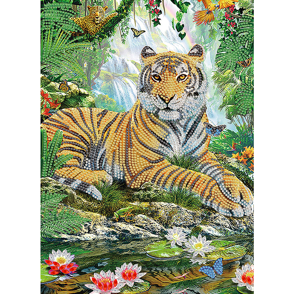 Tiger Flower - Special Shaped Drill Diamond Painting 30*40CM