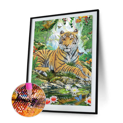 Tiger Flower - Special Shaped Drill Diamond Painting 30*40CM