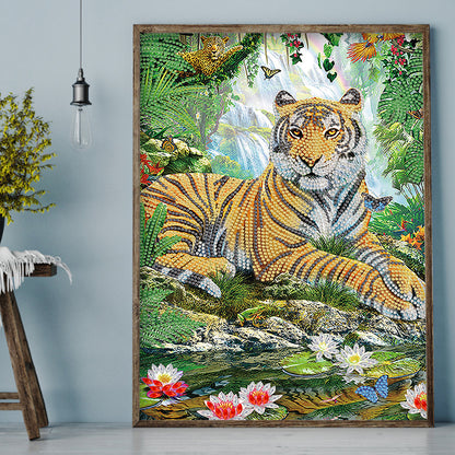 Tiger Flower - Special Shaped Drill Diamond Painting 30*40CM