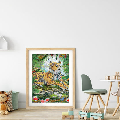 Tiger Flower - Special Shaped Drill Diamond Painting 30*40CM