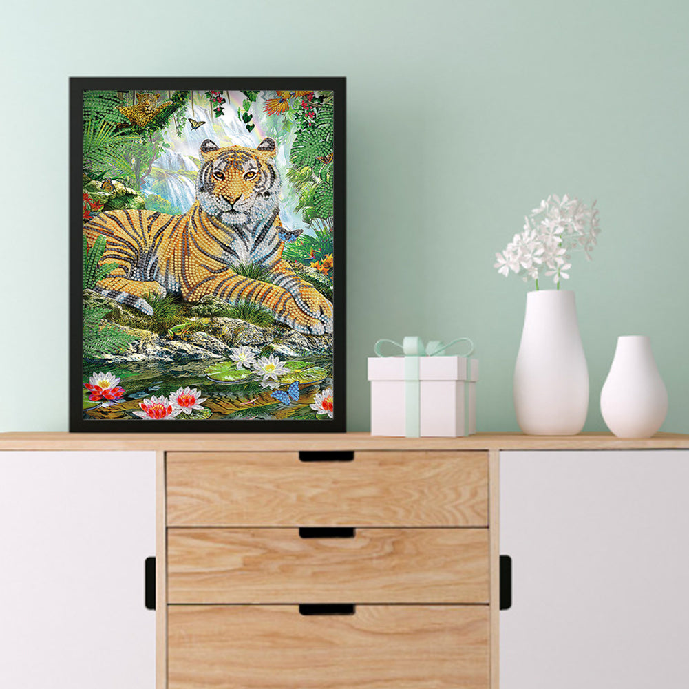 Tiger Flower - Special Shaped Drill Diamond Painting 30*40CM