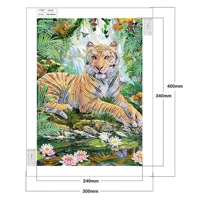 Tiger Flower - Special Shaped Drill Diamond Painting 30*40CM