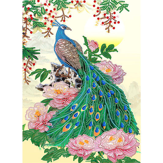 Peacock Flower - Special Shaped Drill Diamond Painting 30*40CM