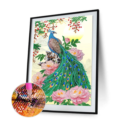 Peacock Flower - Special Shaped Drill Diamond Painting 30*40CM