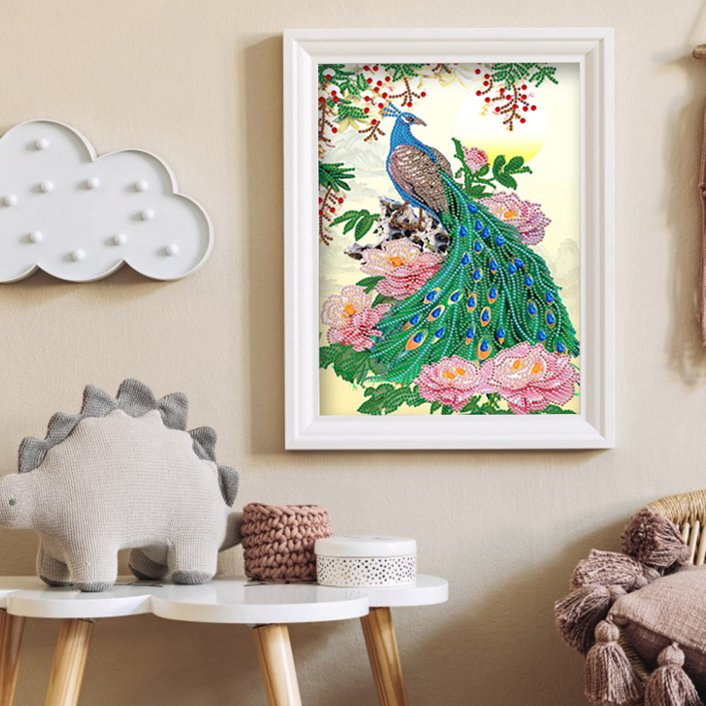 Peacock Flower - Special Shaped Drill Diamond Painting 30*40CM