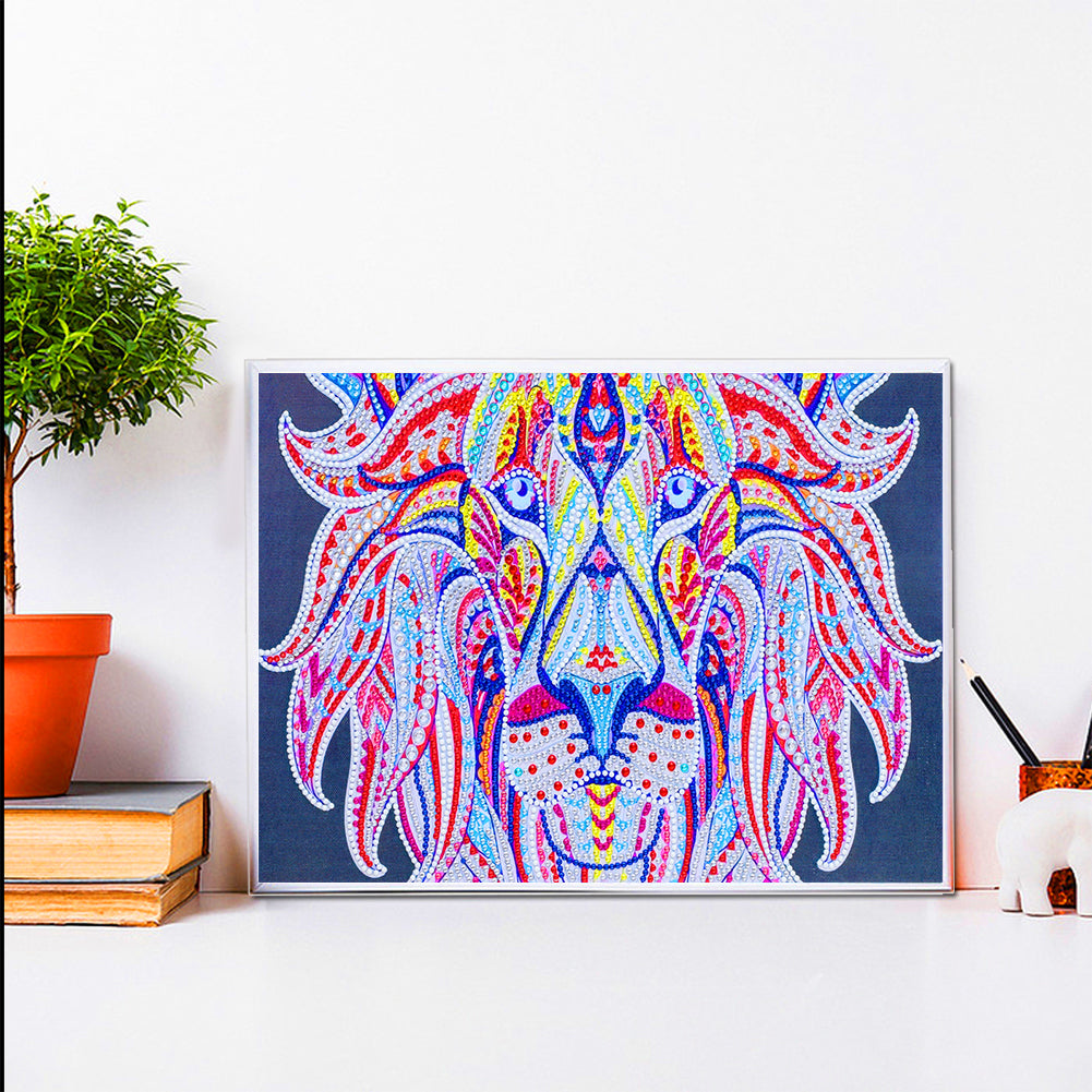 Luminous Lion - Special Shaped Drill Diamond Painting 40*30CM