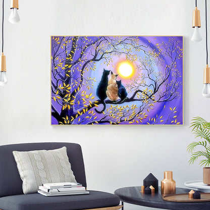 Branch Cat - Full Round Drill Diamond Painting 40*30CM