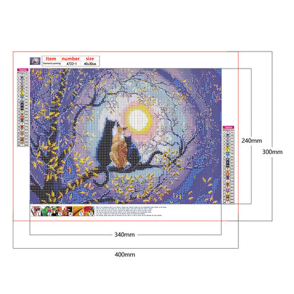 Branch Cat - Full Round Drill Diamond Painting 40*30CM